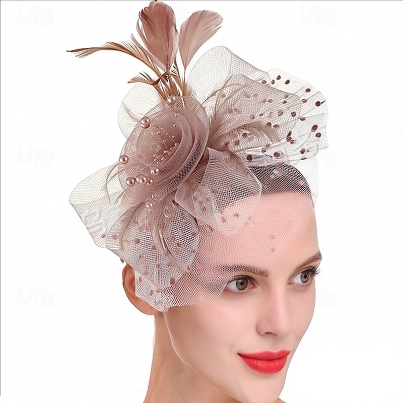 Vestimenta de Cabeza Plumas Rosario Boda Cumpleaños Elegante Vintage Con Pedrería Celada Sombreros 2026 - $17.49 –P15