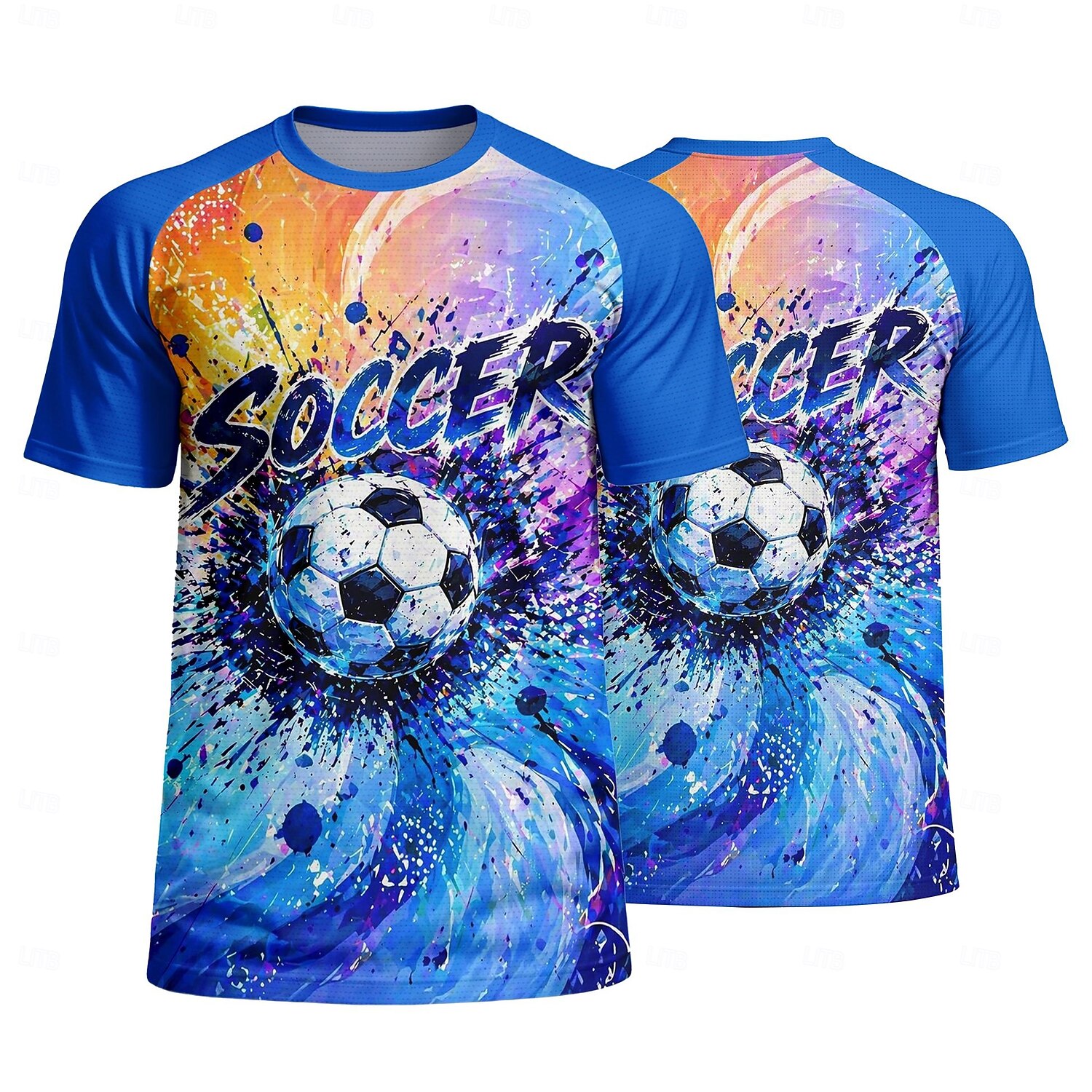 Men's Soccer Jersey Geometric Abstract Athletic Short Sleeve T-Shirt UPF 50 Quick Dry Breathable mesh fabric 2026 Soccer Fan Tee Training Gym Running Sports Blue and Yellow 2026 - $18.99 –P1