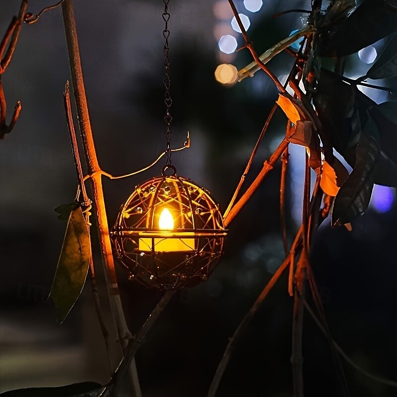 Lumânări solare metalice cu sferă de lumină, lumini decorative suspendate din fier forjat, lumini LED solare pentru exterior, lumini pandantive pentru grădină și terasă, potrivite pentru grădini, 2026 - $25.99 –P2