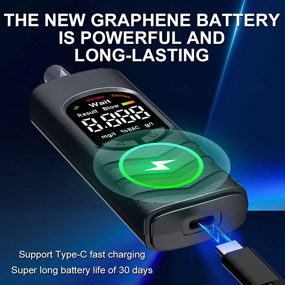 Professional Breathalyzer Alcohol Tester, High Precision Fuel Cell Electrochemical Sensor, Portable Digital Alcohol Detector, USB Type-C Rechargeable for Personal & Home Use 2026 - $28.99 –P5