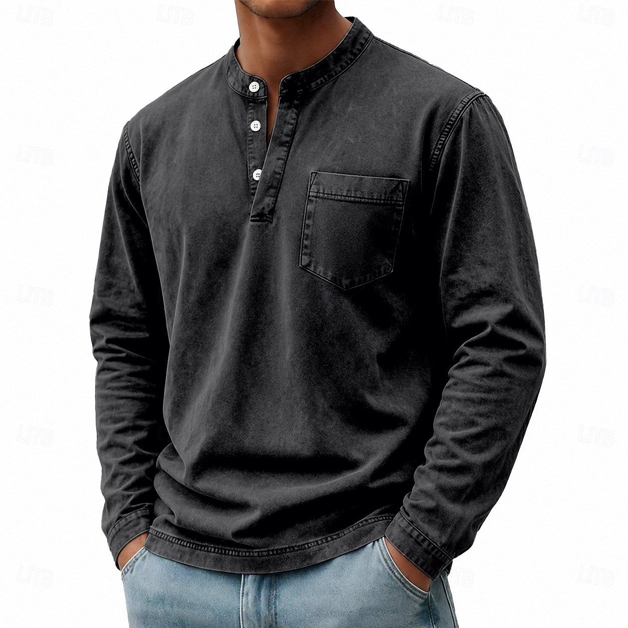 Homme Chemise Henley Chemise 100% coton délavée à l'acide T-shirt manche longue Vintage Rétro Vintage Occasionnel Le style rétro Lavé Henley Occasionnel Printemps Automne Toutes saisons Marron fonc de 2026 ? $31.99 –P20