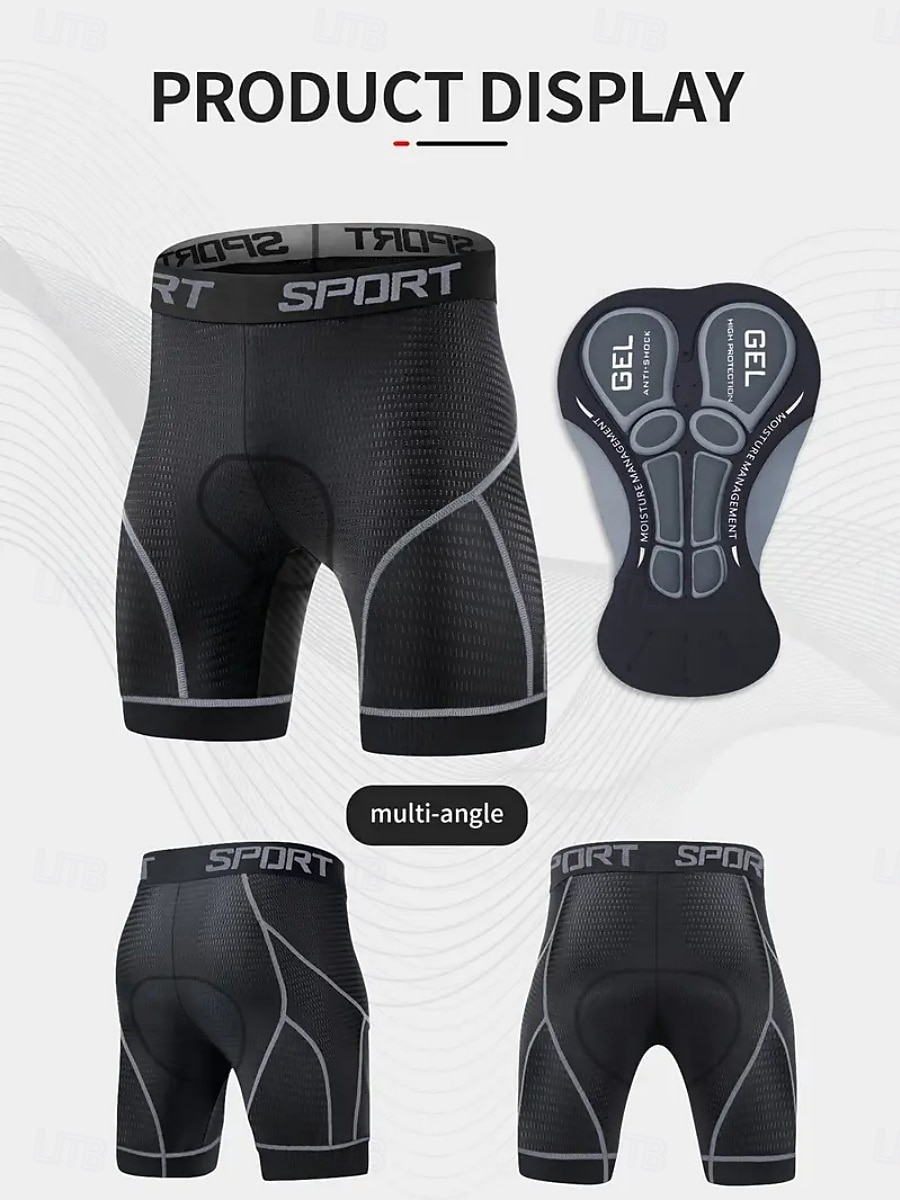 Men's Solid Color Lines / Waves Cycling Underwear Shorts Cycling Underwear Cycling Padded Shorts Bike Shorts Underwear Shorts Form Fit Sports Quick Dry Soft Lightweight Materials Breathable Grey 2026 - $23.99 –P3