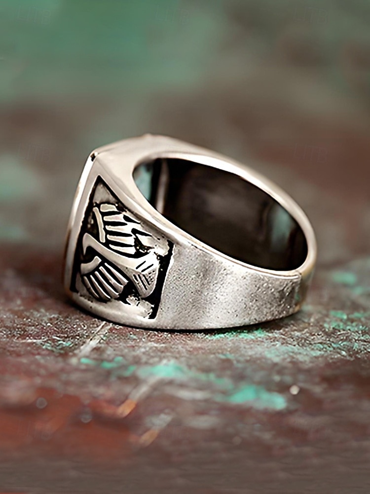 Herre bohemsk ring i legering og turkis, vintage statement-signetring i flere størrelser for strandferie, uformelle sommerantrekk og hverdagsbruk 2026 - $9.99 –P7