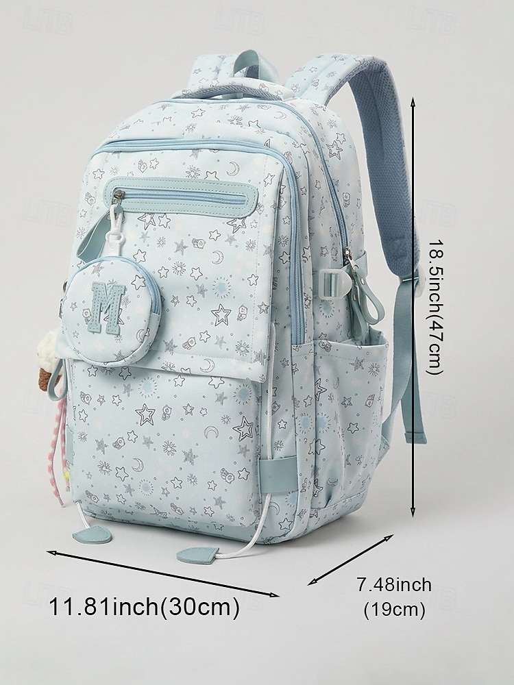 Women's Polyester Backpack, Multi-Color Star Print, Large Capacity, Adjustable Straps, Ideal for Back-to-School, Travel, Outdoor Sports and Everyday Casual Wear 2026 - $34.99 –P9