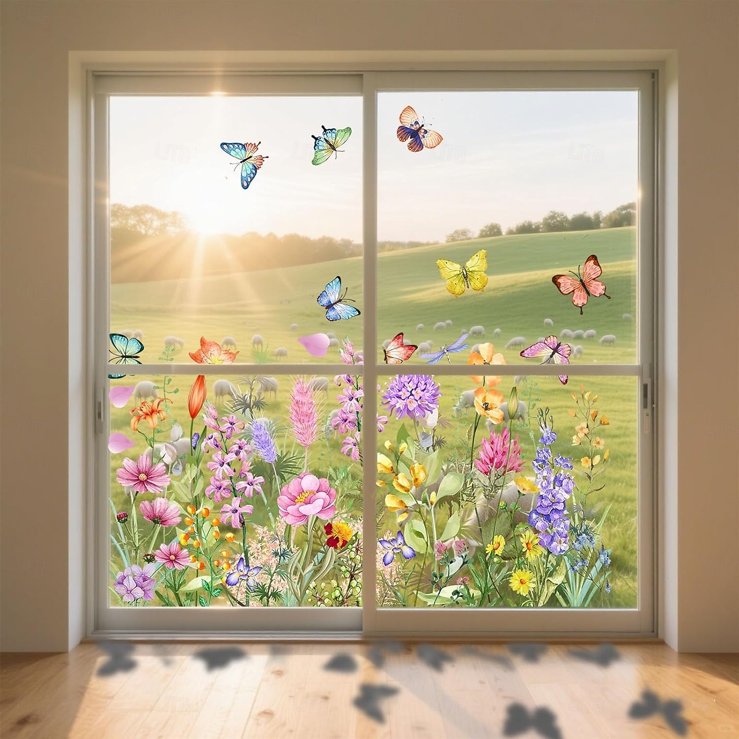 2 Sets bunte Fensteraufkleber mit Blumenstraußmotiv, abnehmbare Blumen-Fensteraufkleber für Glas, doppelseitig, individuell zuschneidbar für Zuhause &Bürogestaltung 2026 - $20.99 –P5
