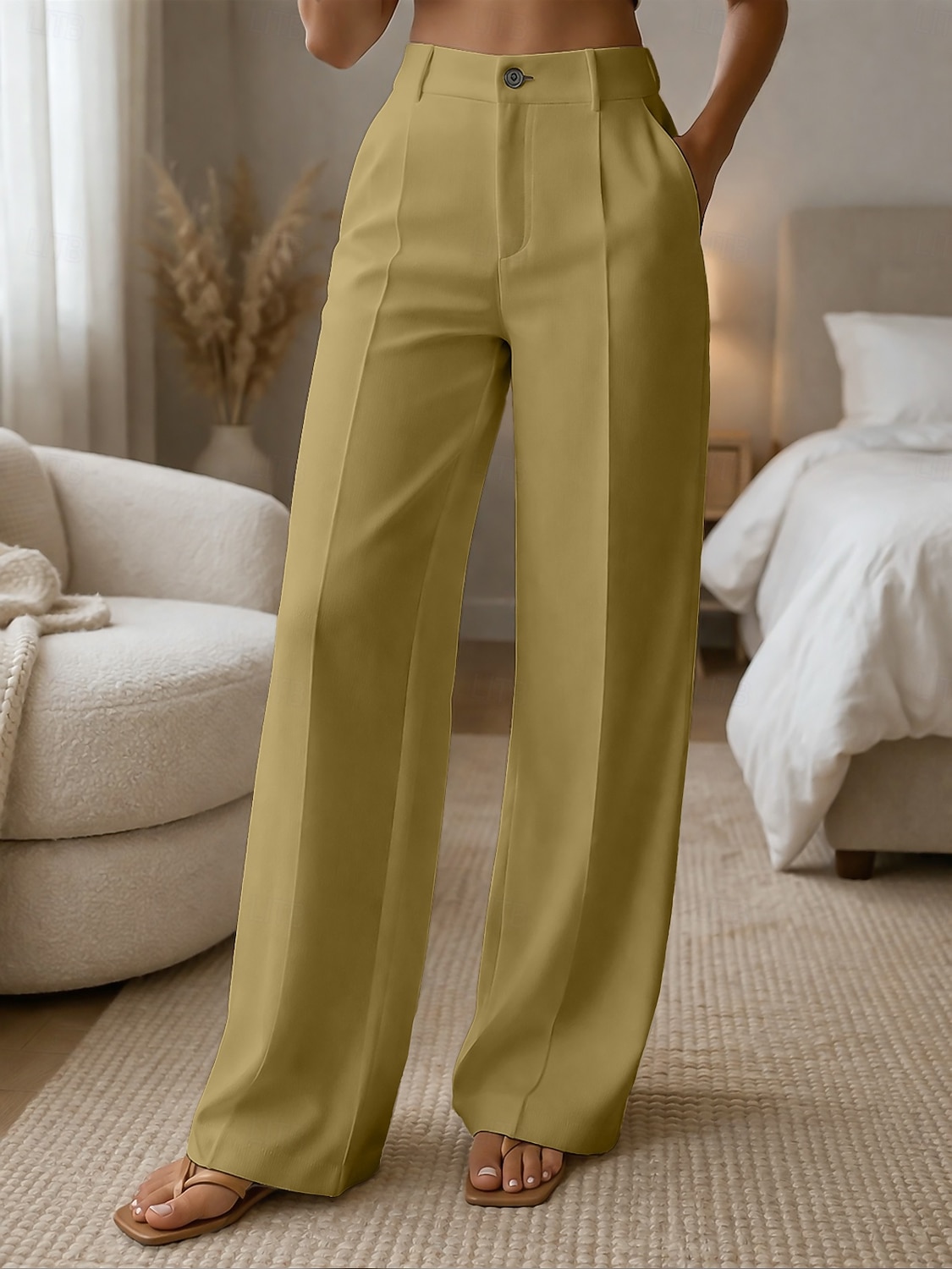 Γυναικεία Πλατύ Πόδι Παντελόνια Παντελόνι επίσημο Casual παντελόνι Μοντέρνα Κομψό στυλ street Βασικό Πλήρες μήκος Ψηλή Μέση Σκέτο Τσέπη Ελαστική μέση Άνετο Ανελαστικό Καθημερινά Γραφείο Διακοπές 2026 - $10.99 –P14