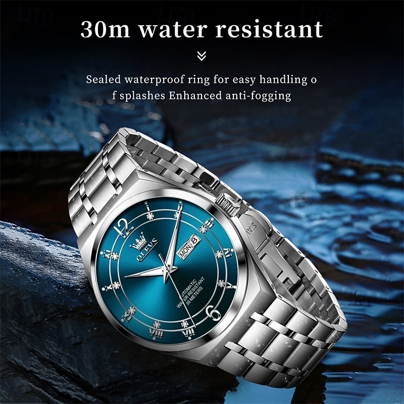 Men's Automatic Watch - Luxury Two-Tone Gold Stainless Steel Business Self Winding Wristwatch with Day Date, Waterproof Luminous Analog Dress Watch, Elegant Present for Husband Dad Son 2026 - $98.99 –P18