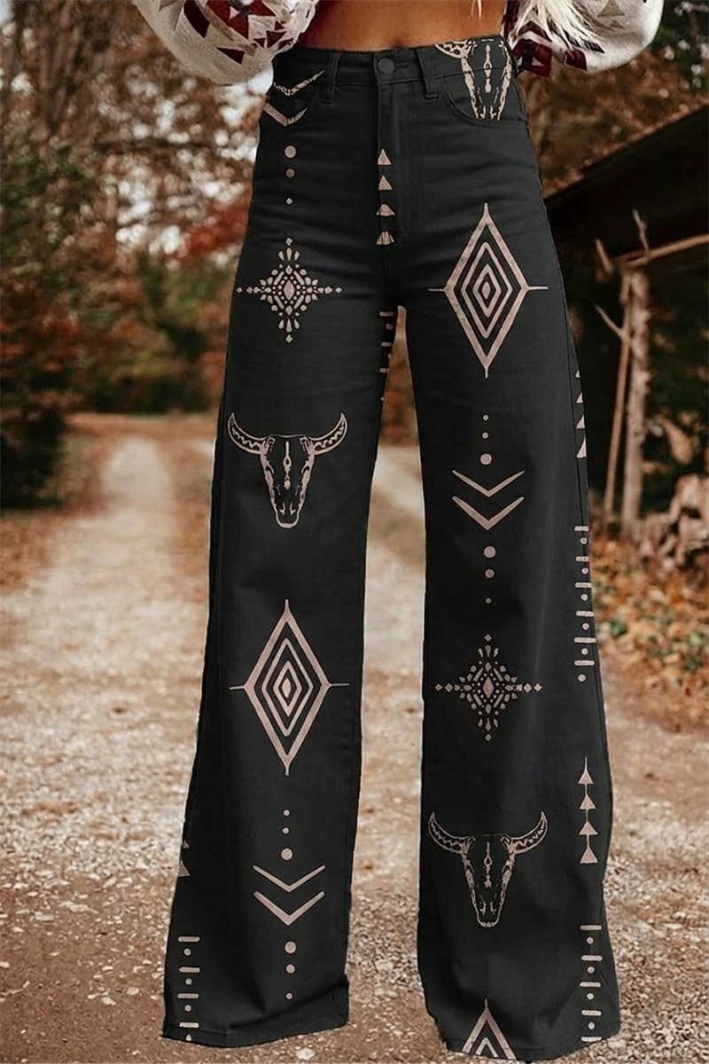 Retro / vintage Bohem 1970erne Bukser Bukser med brede ben Hippie Disk Høy Midje Vestlig vekkelse Fuskejeans-stil Kostyme Dame Karneval Fritid / hverdag musikk festival Retro-temafest Voksne Bukser 2026 - $35.99 –P2