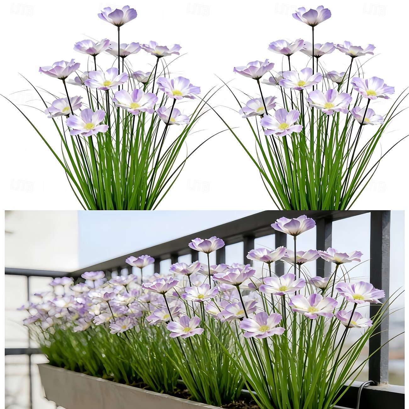 Conjunto de 7 flores artificiais para exterior e plantas bulbosas, réplicas em plástico de margaridas africanas e plantas rasteiras bulbosas, flores artificiais realistas de grama-cebola, adequadas de 2026 por $16.99 –P1
