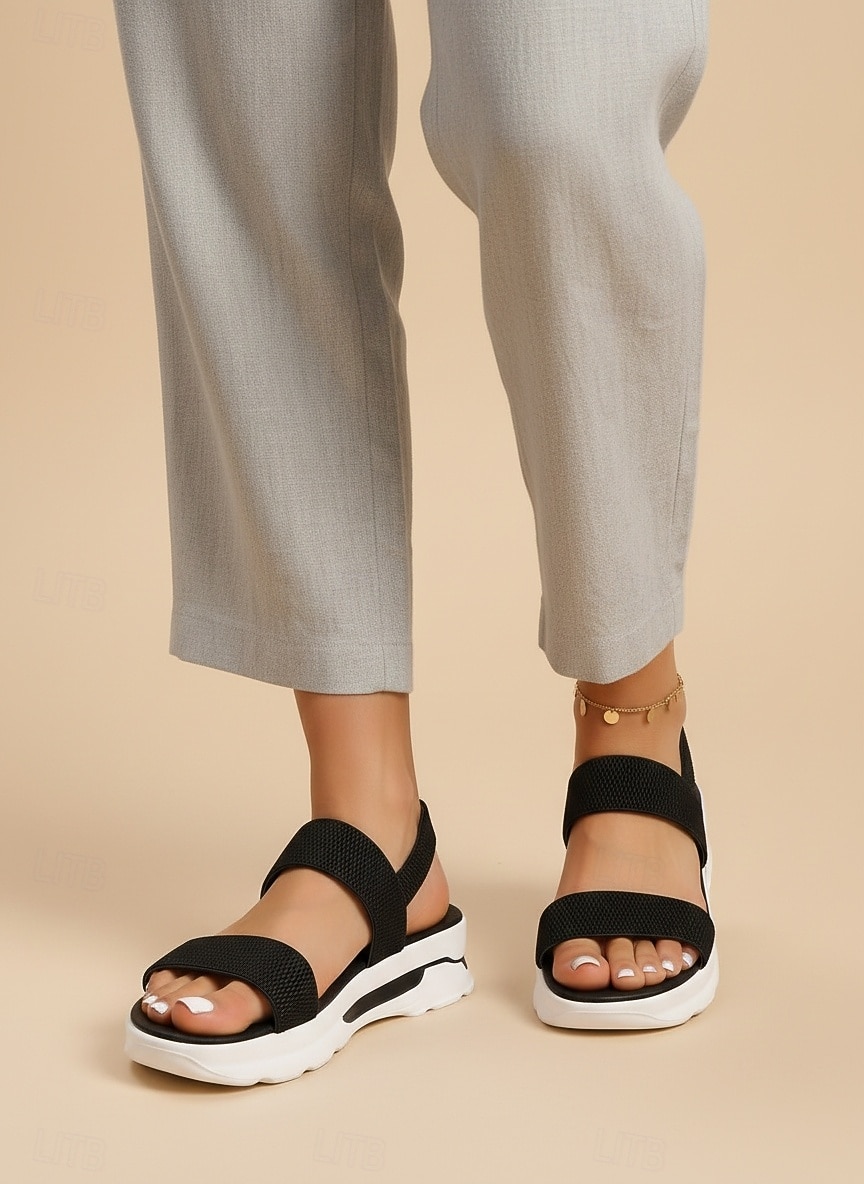 Zwarte sportsandalen met platformzool voor dames – lichtgewicht sandalen met verstelbare bandjes, ideaal voor wandelen, reizen, buitenactiviteiten en dagelijks comfort. 2026 - $24.99 –P2