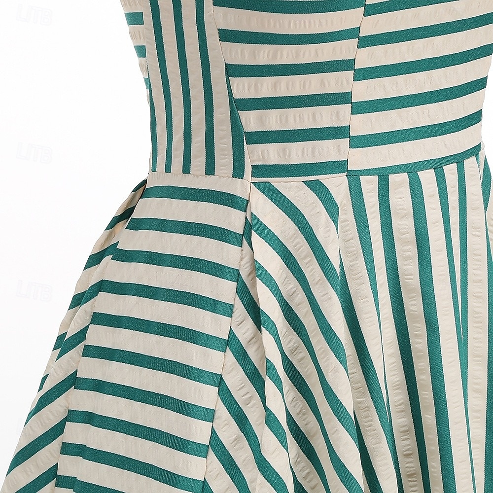1950s Retro Vintage Midi Dress Swing Dress Flare Dress Sleeveless Striped Fit & Flare Swing Round Neck Fancy Dress Women's Carnival Casual Party Dailywear Adults' Dress Spring & Summer 2026 - $47.99 –P4