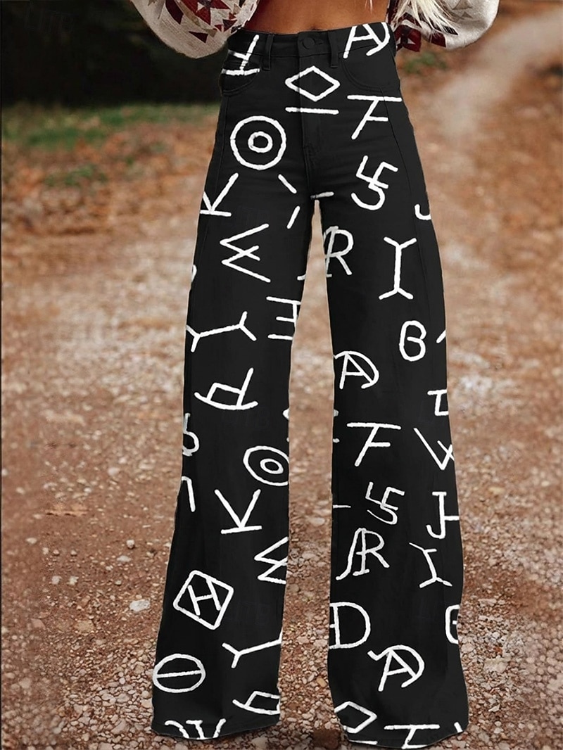 Retro / vintage Bohem 1970erne Bukser Bukser med brede ben Hippie Disk Høy Midje Vestlig vekkelse Fuskejeans-stil Kostyme Dame Karneval Fritid / hverdag musikk festival Retro-temafest Voksne Bukser 2026 - $35.99 –P6