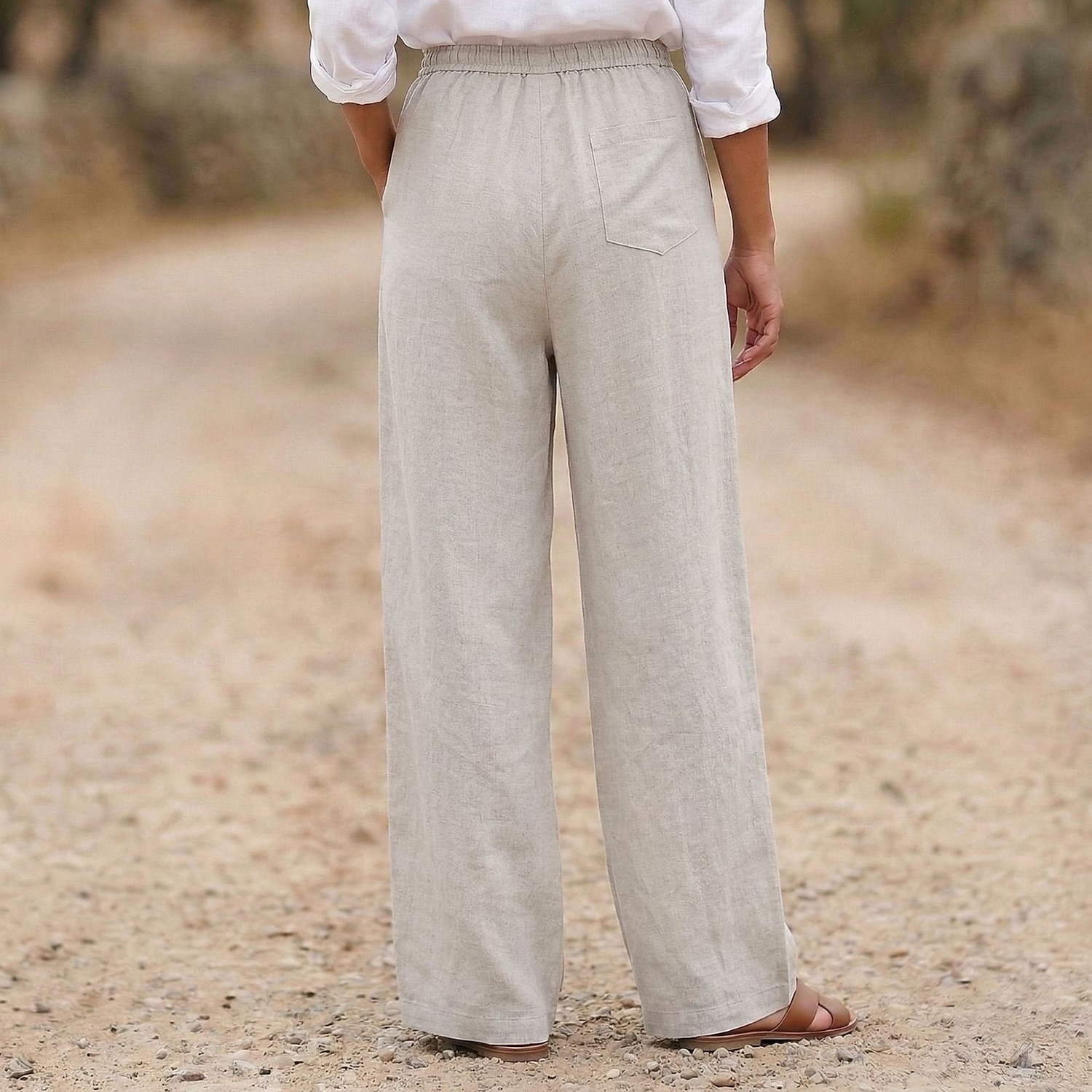 Damen Baumwollleinen Weites Bein Urlaub Basic Volle Länge Hohe Taille Einfach Bequem Unelastisch Täglich Hanf weiß Marineblau Purpur Sommer Frühling Lässiger Schnitt 2026 - $33.99 –P4