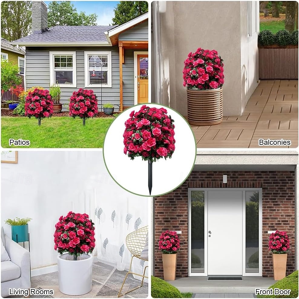 Artificial Azalea Flower with Ground Stakes, 23" UV Resistant Fake Azalea Garden Stake, Faux Greenery Shrubs for Outdoor Porch, Patio, Wedding, Party Decor, Durable, Easy-to-Install Garden Accessory 2026 - $35.99 –P10