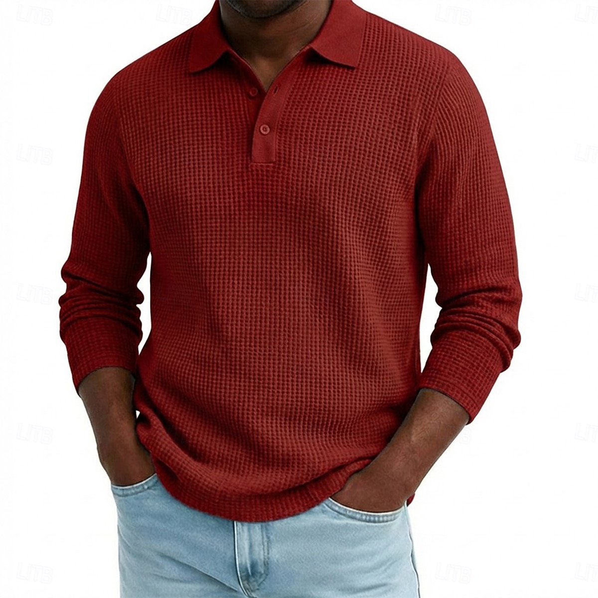 Per uomo Magliette Polo a Nido d'Ape Testurizzato Casuale Streetwear Bavero Manica Lunga Essenziale Moderno Semplice Testurizzato Bottoni Puro Primavera Autunno Tutte le stagioni Vestibilità regolare del 2026 a $26.99 –P14