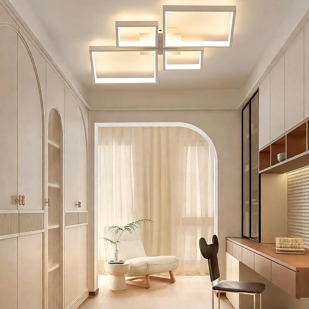 Moderne dimbare led-plafondlamp met afstandsbediening, 4 lichtpunten, aluminium armatuur voor binnenverlichting in woonkamer, slaapkamer, eetkamer, kantoor en keuken, 110-240V. 2026 - $136.99 –P6