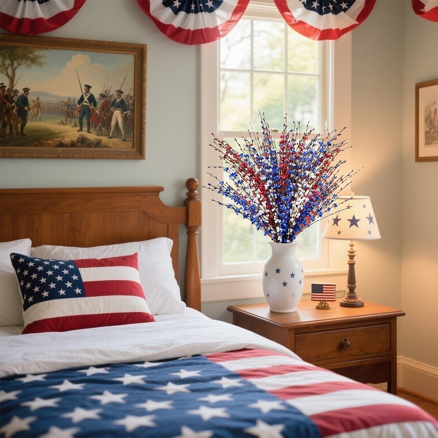 10pcs Red, White, and Blue Artificial Flowers, Patriotic Artificial Flower Picks, 29.5 Inches (Approx. 75 cm) Artificial Jasmine Flowers for Independence Day Decoration and Memorial Day Decoration 2026 - $28.99 –P5