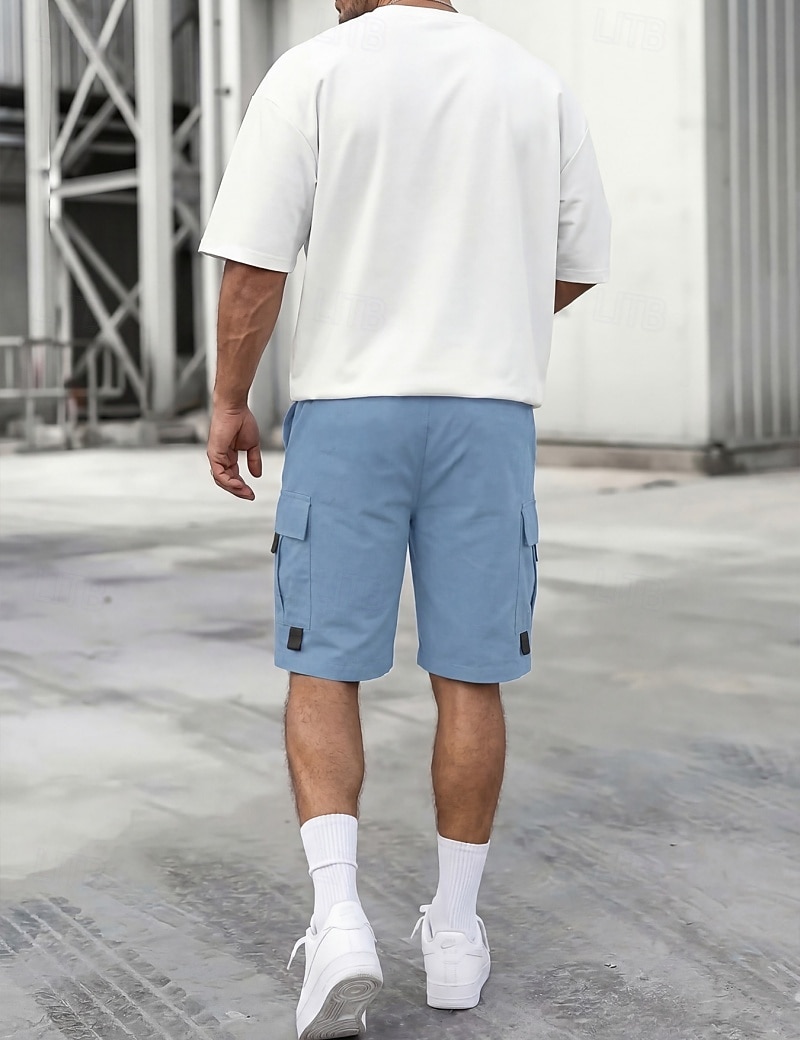 Voor heren Ladingbroek Cargoshorts Korte broek Casual korte broek Zak Elastische taille Effen Knielengte Casual Buiten Streetwear Modieus Streetwear Zwart Marineblauw Inelastisch 2026 - $22.99 –P15