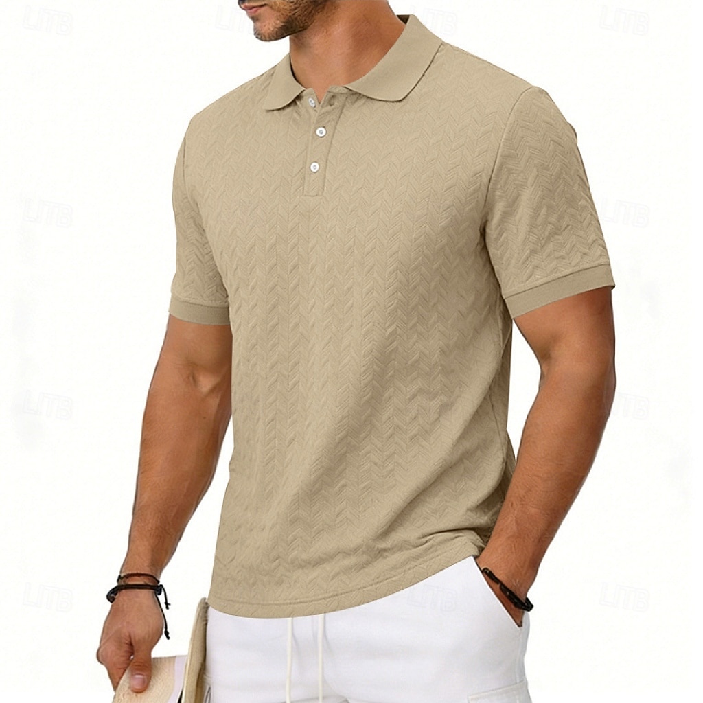 Men's Polo Polo Shirts Casual Street Lapel Short Sleeve Basic Modern Plain Lightweight Buttons Summer Spring Regular Fit Black White Khaki Dark Grey Army Green Polo 2026 - $21.99 –P8