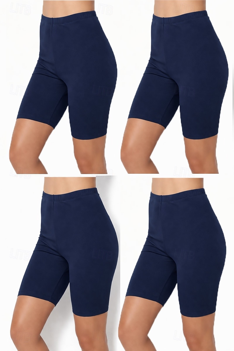 4 pezzi pantaloncini chino da donna leggings leggings comodi vacanza streetwear basic lunghezza al ginocchio vita alta tinta unita elastico in vita comfort traspirante elasticizzato vacanza street del 2026 a $32.99 –P7