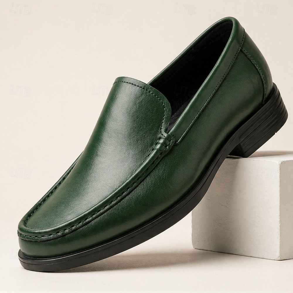Mocassins masculinos clássicos pretos de couro, macios e de alta qualidade, elegantes e perfeitos para o escritório, negócios e ocasiões formais. de 2026 por $94.99 –P2