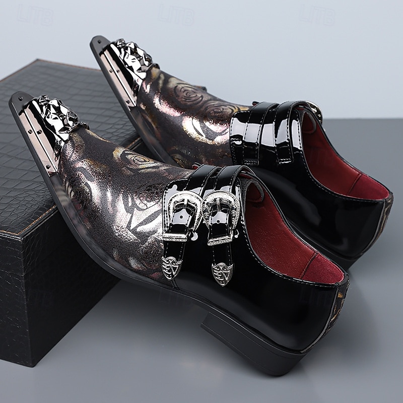 Мужские черные туфли-монки с двойной пряжкой, верхом с цветочным тиснением и металлическим мыском, роскошные классические туфли для стильных мужчин, идеально подходят для свадеб, банкетов, вечеринок и эффектных вечерних выходов. 2026 - $54.99 –P3