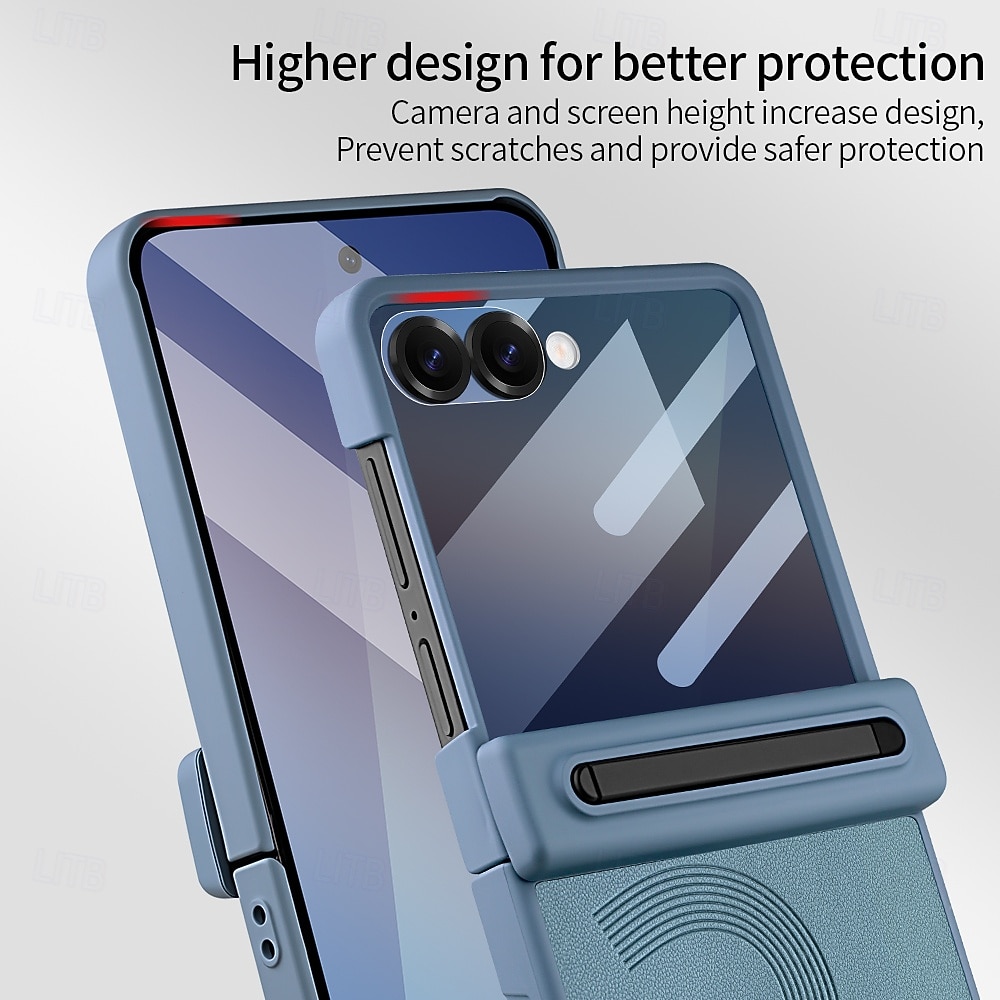 Phone Case For Samsung Galaxy Z Flip 7 Z Flip 6 Back Cover with Screen Protector PU Leather 2026 - $29.99 –P2