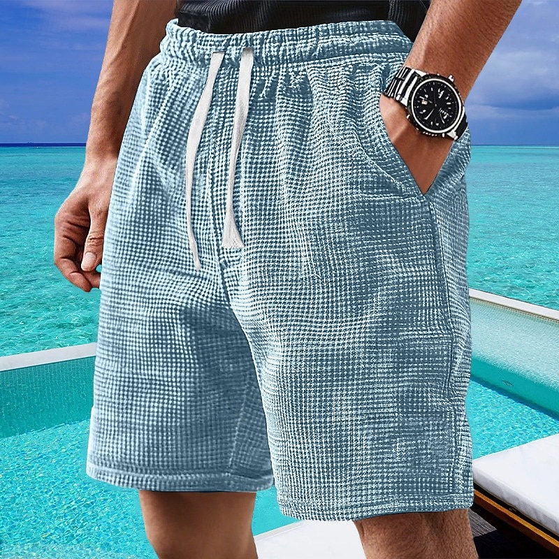 Męskie Szorty waflowe Szorty Letnie szorty Szorty na co dzień Ściągana na sznurek Kieszeń Elastyczny pas Równina Komfort Oddychający Krótki Na zewnątrz Urlop Sportowy Codzienny Biały Jasnozielony 2026 - $21.99 –P2