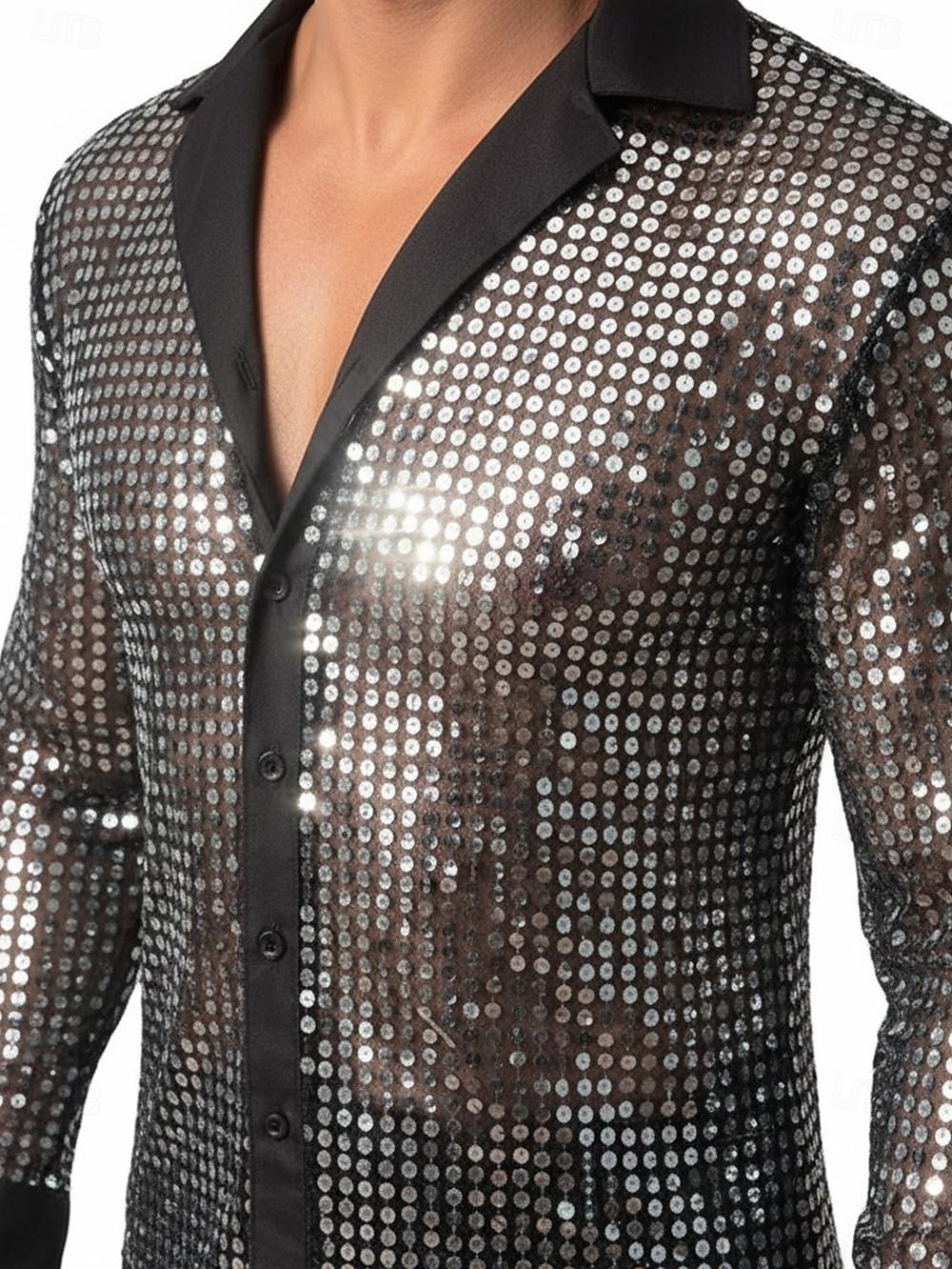 Retro Vintage Anos 70 Anos 80 Japonesa/Curta Hippie Discoteca Paetês Metálico Brilhante Fantasia Homens Fantasia de Carnaval Natal Dia Das Bruxas Carnaval Festa Parada do Orgulho Mês do Orgulho Adulto de 2026 por $24.99 –P3