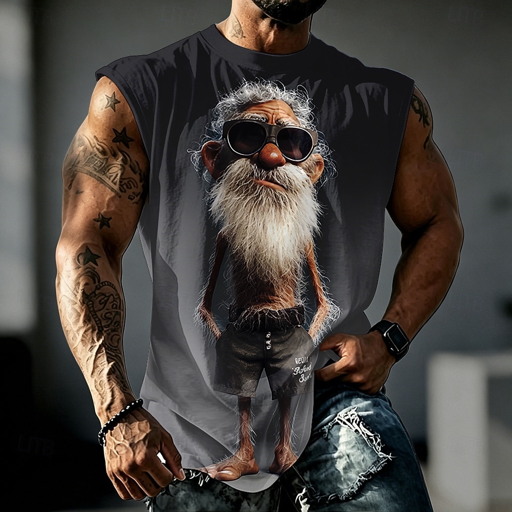 Homme A Ombre Vieil Homme Sous-Vêtements Sans manches T-shirt Impression 3D Col ras du cou Chemise Drôle Occasionnel Quotidien Rue Bleu Noir Rouge Printemps & Été Vêtement Tenue S M L XL 2XL 3XL de 2026 ? $17.99 –P6