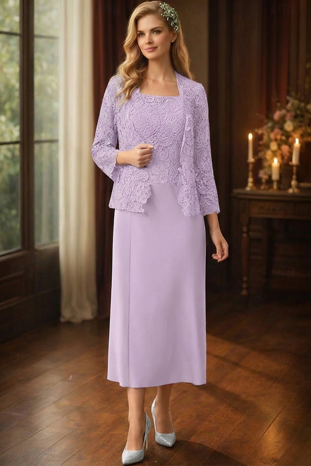 Conjuntos de vestidos Vestido de invitada de boda largo hasta el suelo Vestido de la madre de la novia Manga larga Cuello redondo Elegante Simple Invitada de boda con color sólido 2026 - $160.99 –P13