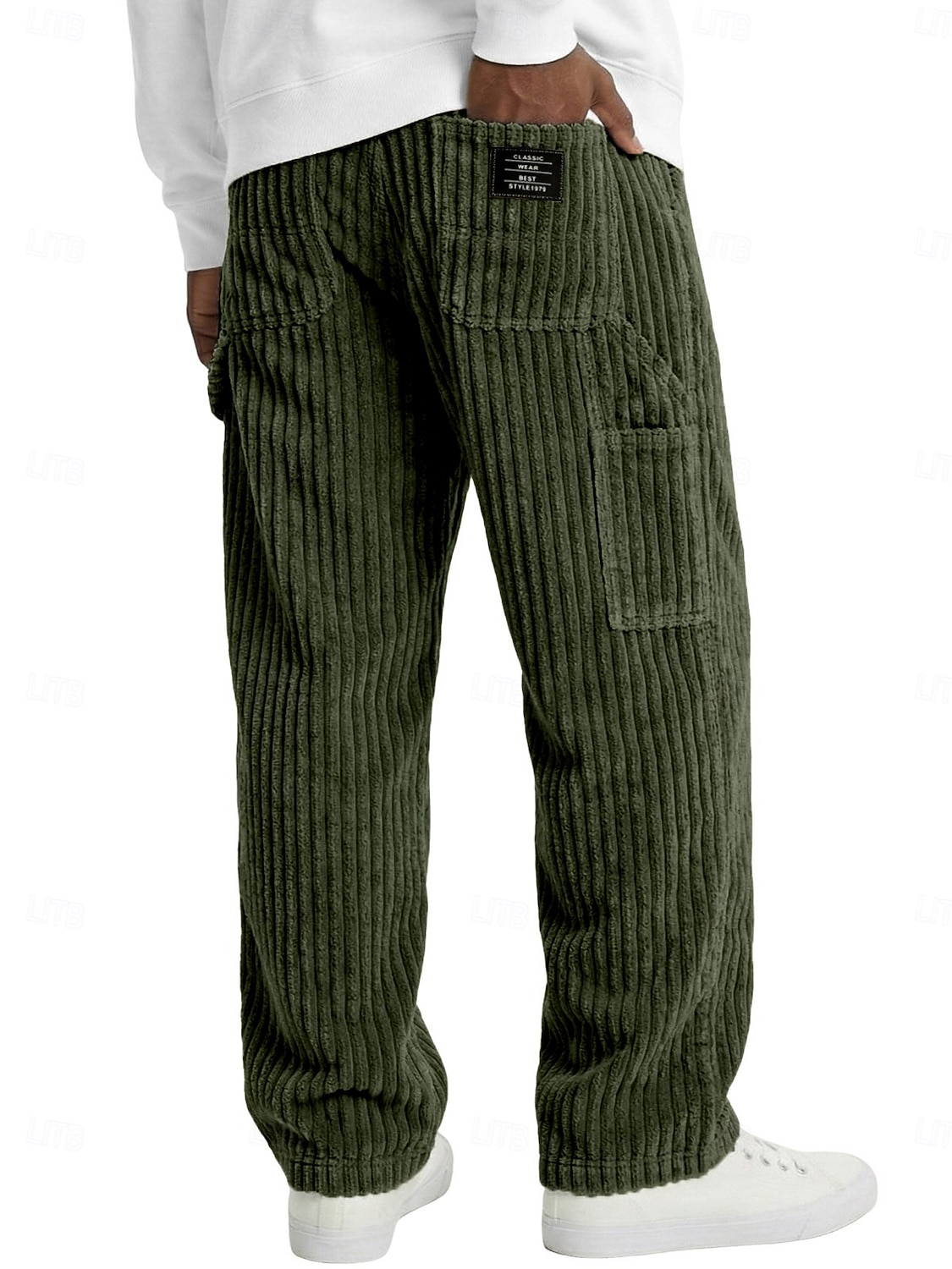 Per uomo Pantaloni Pantaloni in velluto a coste Pantaloni invernali Pantaloni casual Pantaloni Larghi Coulisse Multi-tasche Tinta unica Comodità Lunghezza intera Casuale Quotidiano All'aperto Moda del 2026 a $29.99 –P8