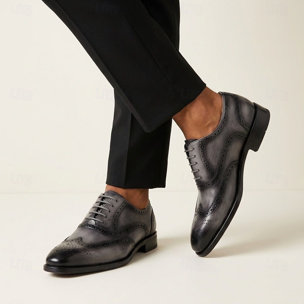Zapatos Oxford brogue de hombre color amarillo mostaza con puntera perforada, zapatos de vestir clásicos de estilo vintage para hombre, ideales para bodas, reuniones de negocios, fiestas y ocasiones formales. 2026 - $94.99 –P1