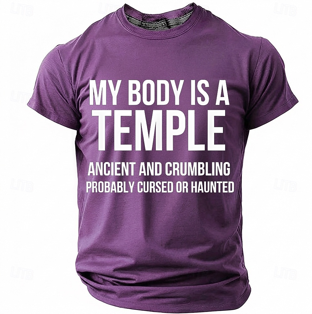 Corpul meu este un templu antic, blestemat, bântuit, tricou amuzant, sarcastic, cu umor, grafic, guler rotund, mânecă scurtă, cadou de ziua de naștere pentru el, cadou de glumă, haine de designer 2026 - $18.99 –P1