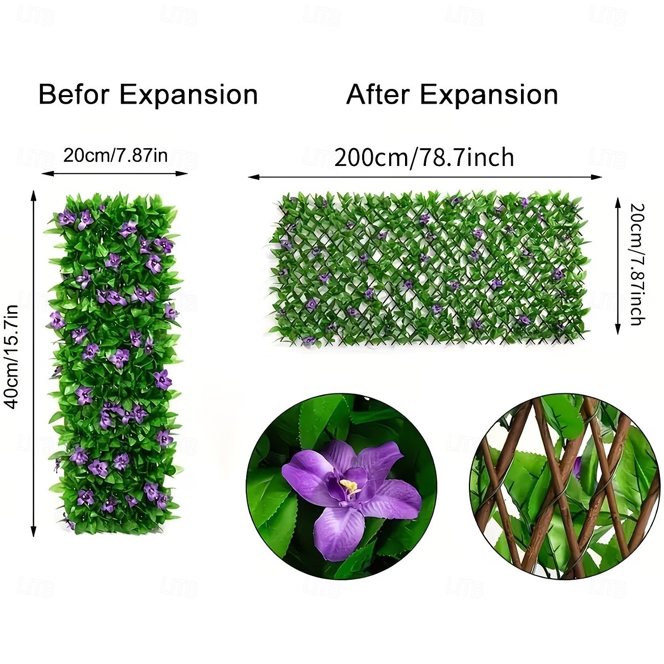 Expandable Artificial Ivy And Orchid Privacy Screen Fence With Realistic Green Leaves, Durable Wood-Plastic Material, Maintenance-Free Outdoor Garden Decoration, Ideal For Patio, Balcony, Backyard 2026 - $23.99 –P2
