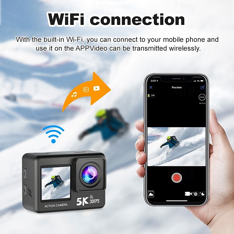 5K Action Camera with Dual Touch Screen, 30FPS Ultra HD WiFi Waterproof Sports Camera, Underwater Vlog Cam with Remote Control, EIS Anti-Shake Helmet Camera for Diving, Skiing, Cycling, Travel 2026 - $114.99 –P4