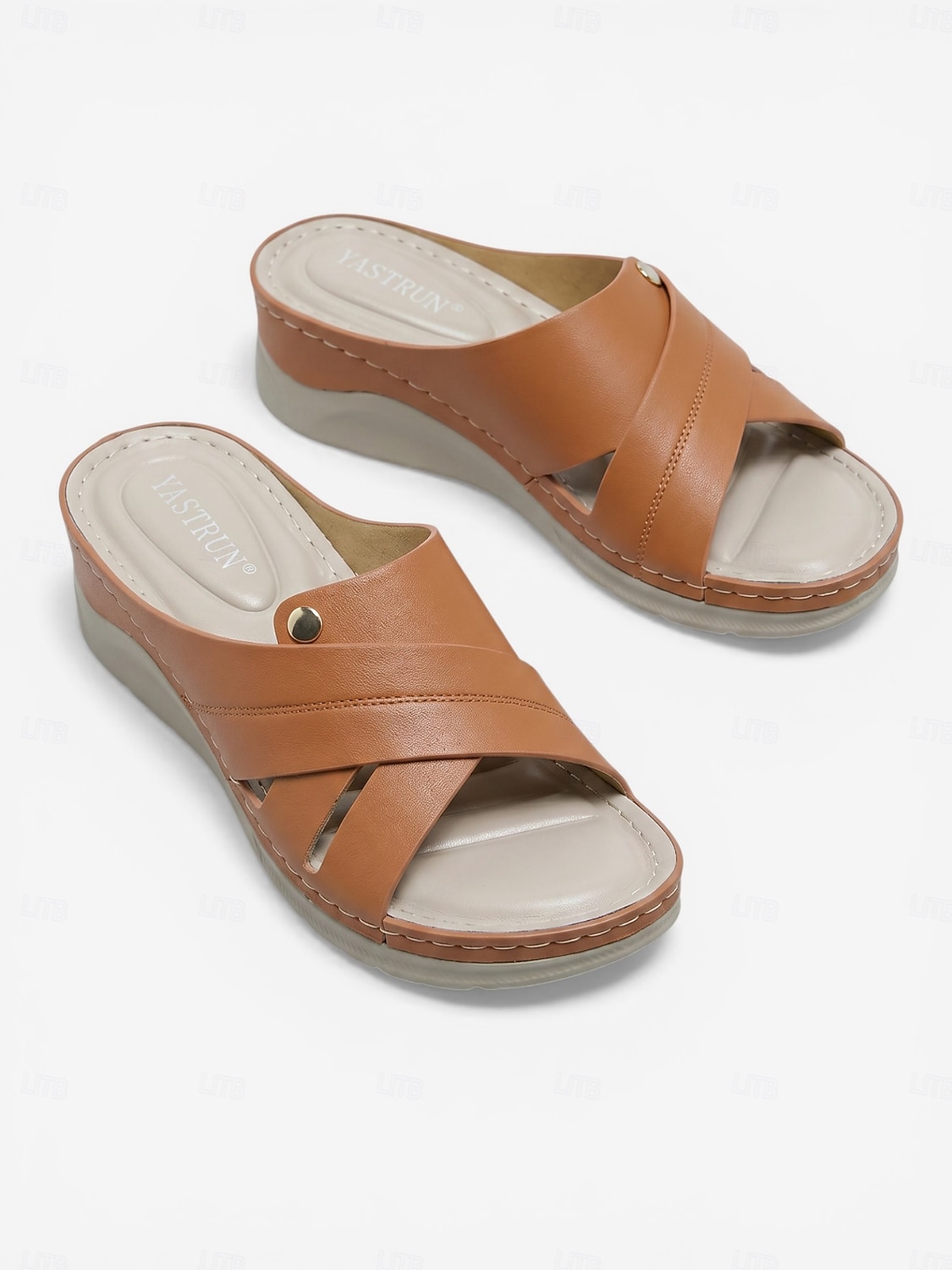 Sandálias femininas marrons com suporte para o arco do pé – chinelos de dedo com tiras cruzadas irregulares, sandálias leves e acolchoadas para maior conforto, ideais para uso interno e caminhadas. de 2026 por $34.99 –P2