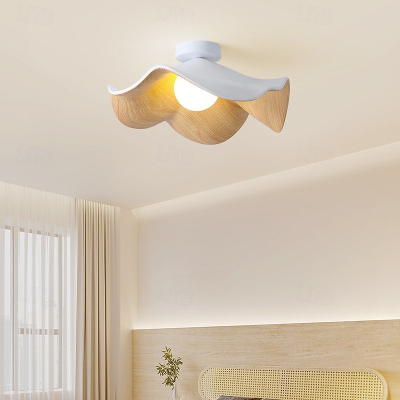 Plafonnier moderne et épuré en forme de feuille de lotus, vis G9, en fer imitation noyer, idéal pour une chambre, une chambre d'enfant, un couloir, un salon ou un balcon. de 2026 ? $133.99 –P3