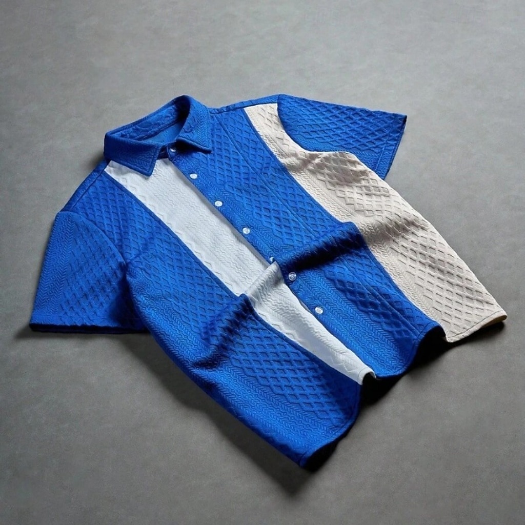 Men's Shirt Casual Shirt Button Up Shirt Jacquard Shirt Blue Black Pink Apricot Short Sleeve Color Block Shirt Collar Casual Daily Front Pocket Clothing Apparel Elegant Fashion Casual 2026 - $26.99 –P9