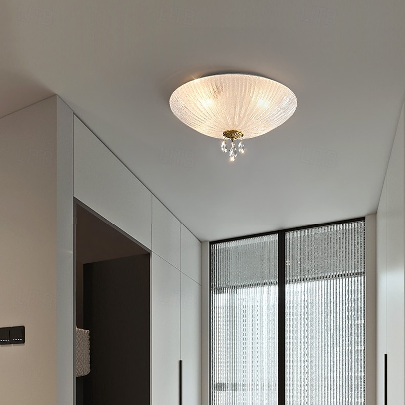 Modern Minimalist Round Dome Glass Crystal Full Copper Chandeliers 2/3/4 Light E14 Flush Mount Ceiling Light For Bedroom 110-240V 2026 - $208.59 –P5