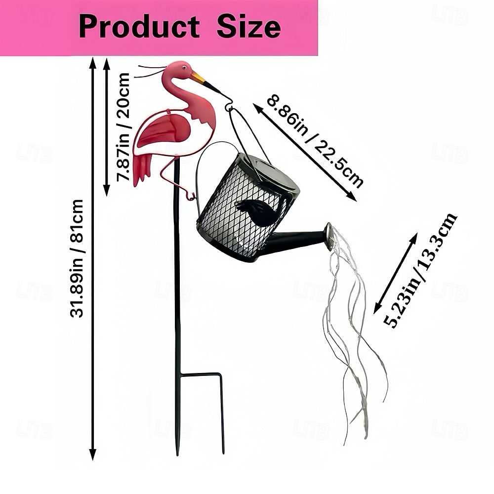 Outdoor Solar Waterproof Iron Flamingo Watering Can LED Flowing Lamp, Decorative Stake Light for Garden, Yard, Pathway, Lawn, Patio – Summer Ambient Landscape Lighting 2026 - $23.99 –P1