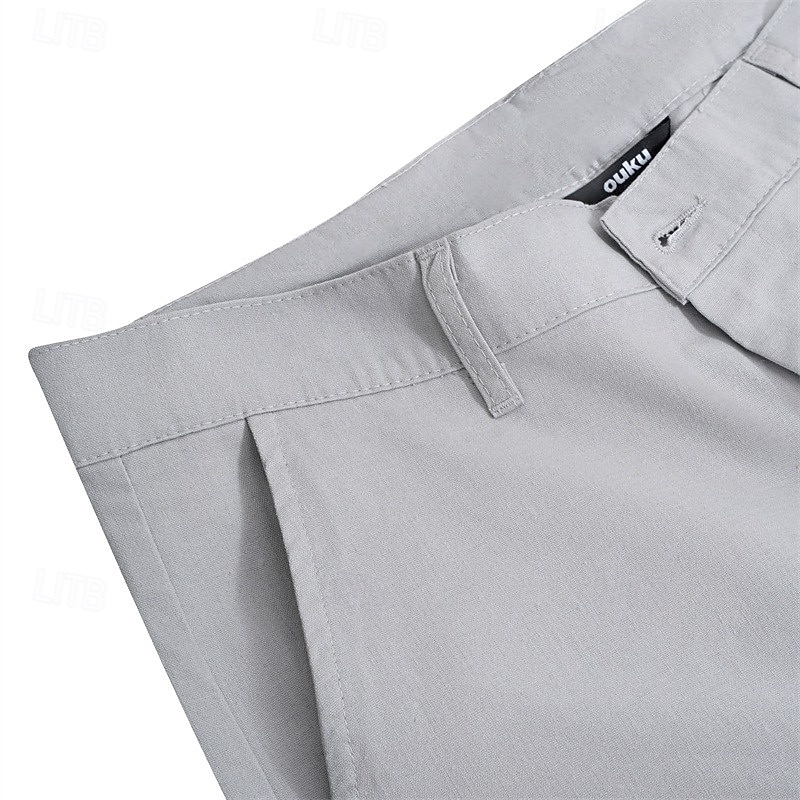 Herren Leinenhosen Hose Anzughose Sommerhose Knöpfe Fronttasche Gerader Schnitt Einfach Komfort tragbar Volle Länge Lässig Täglich Geschäft Urlaub Mode Schwarz Weiß Unelastisch 2026 - $29.99 –P5