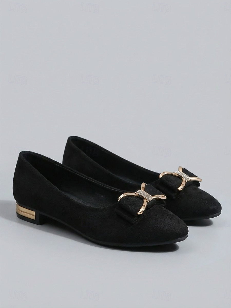 Scarpe basse professionali da donna in camoscio grigio - comode ballerine a punta quadrata con elegante fiocco, ideali per l'ufficio e gli spostamenti quotidiani. &abbigliamento da lavoro per tutto il del 2026 a $24.99 –P2