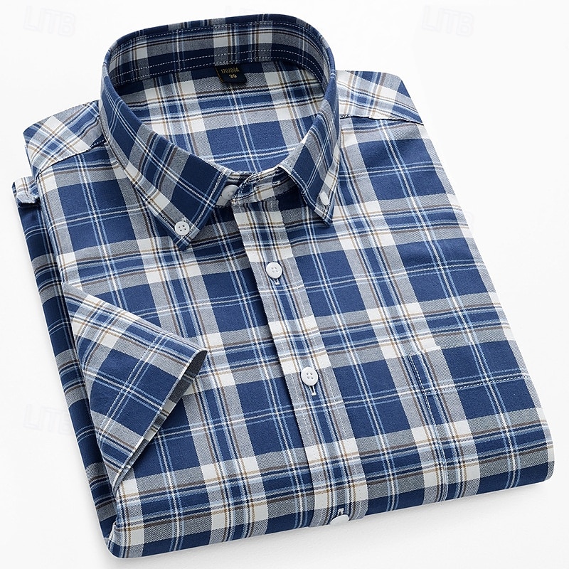 Homens Camisa Social Saia camisa de botão Camisa Oxford Bloco de cor Casual Diário Branco Amarelo Azul Marinha Azul Royal Manga Curta Aberto para a Lateral Verão Primavera Roupa Patchwork de 2026 por $36.99 –P2