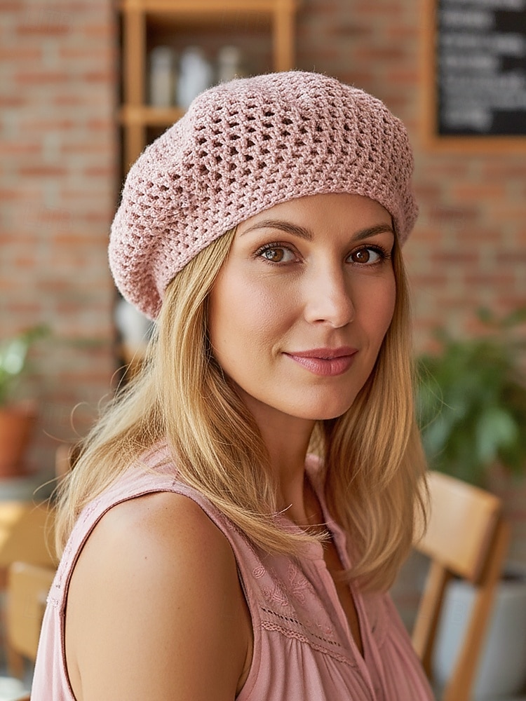 Boina feminina boêmia em poliéster vazado respirável, diversas cores à escolha, chapéu leve de verão, perfeito para férias na praia, uso casual diário e acessórios de viagem. de 2026 por $14.99 –P4