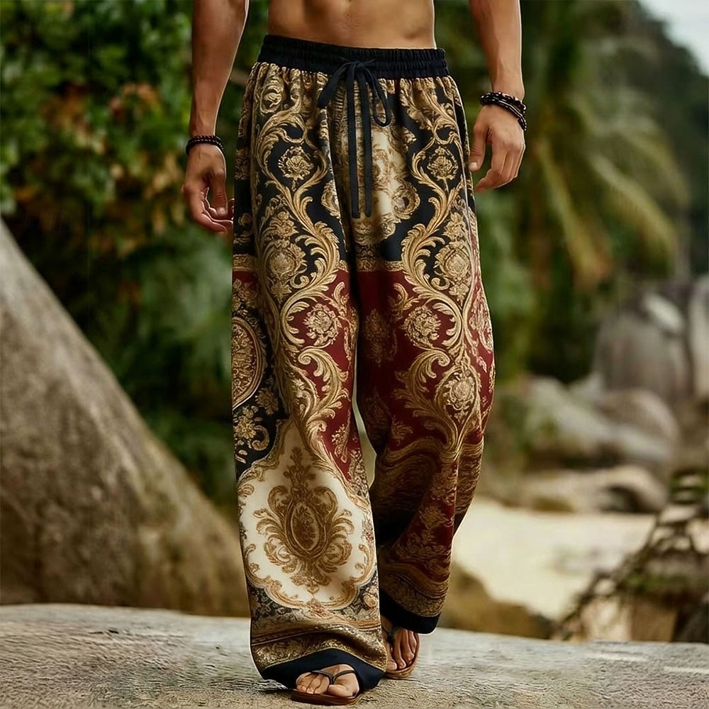 Per uomo Paisley Stampa Floreale Etnico Pantaloni Pantaloni casual Pantaloni Larghi Misura del girovita medio Boho Vintage Retrò Casa All'aperto Vacanza Coulisse elastica in vita Pantaloni tipo lino del 2026 a $27.99 –P2