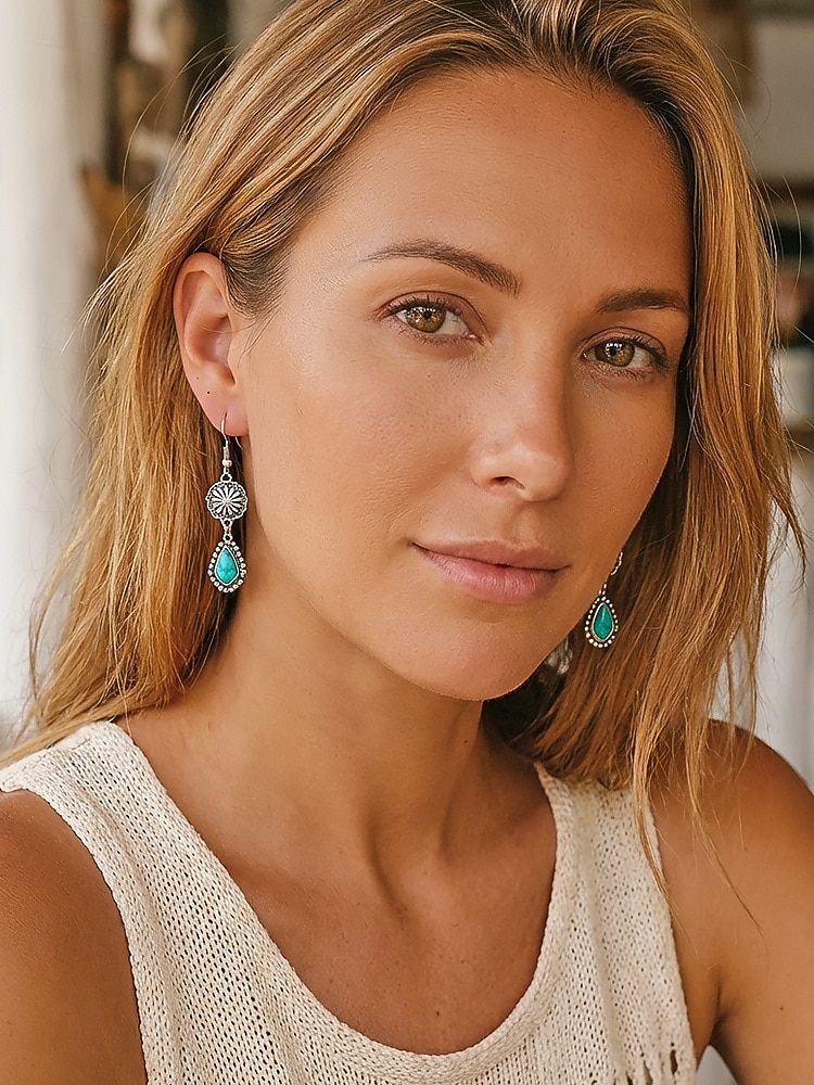 Női bohém türkiz ötvözet fülbevalók, könnyű függő ékszerek, tökéletesek tengerparti nyaraláshoz, hétköznapi viselethez és nyári kiegészítőkhöz 2026 - $9.99 –P2