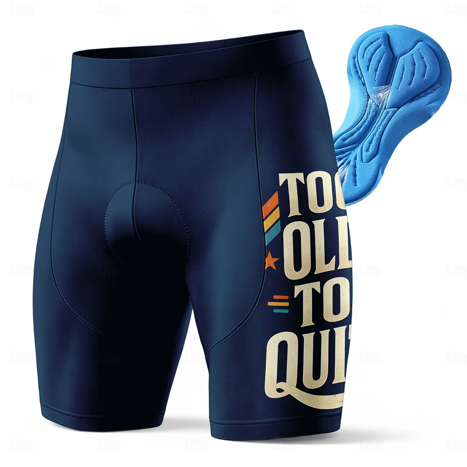 Calções de ciclismo masculinos azul-marinho com acolchoamento em gel 3D, malha respirável e secagem rápida. &Calções de ciclismo com tecnologia de absorção de suor e proteção UPF50+ para triatlo. de 2026 por $27.99 –P3