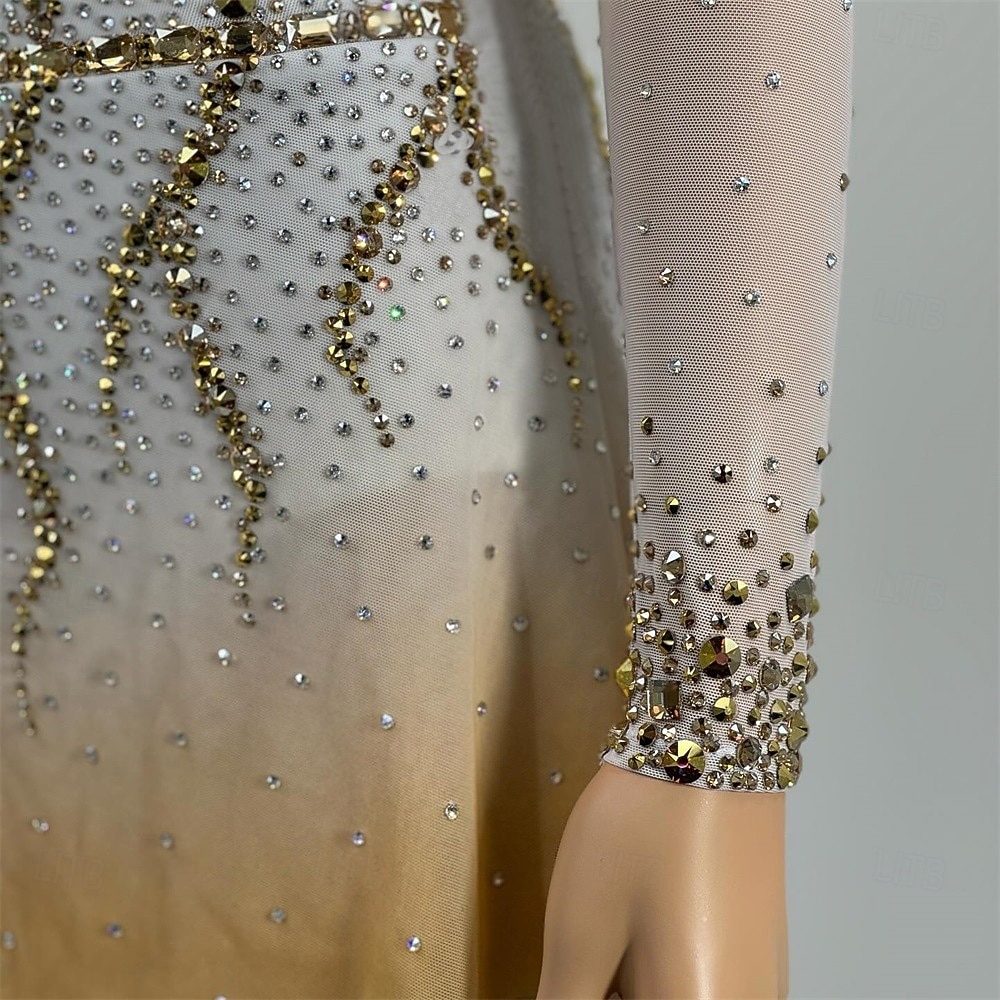 Taitoluistelupuku Naisten Tyttöjen Luistimet Hameet Kulta Tilkkutäkki Avoin selkä Silmukka Erittäin elastinen Kouluts Kilpailu Luisteluasu Klassinen Kristalli / Strassi Pitkähihainen Luistelu 2026 - $262.79 –P4