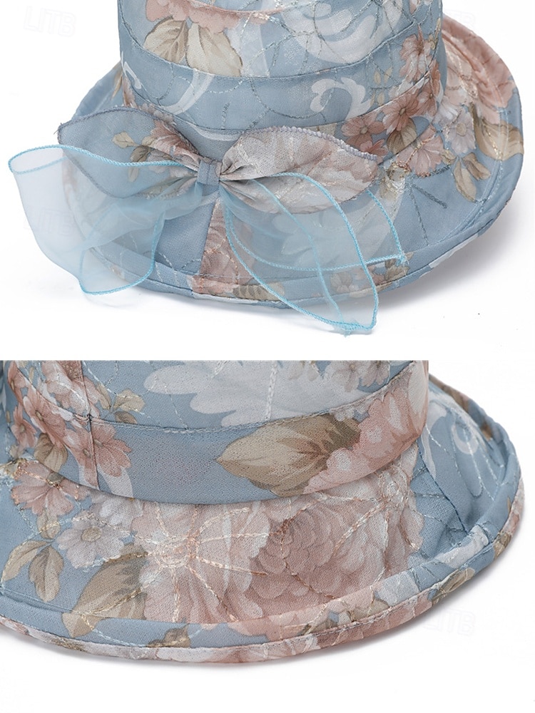 Cappello da sole da donna in stile bohémien, traspirante e leggero, in poliestere, con fantasia floreale multicolore e fiocco, perfetto per le vacanze al mare, l'uso quotidiano e i viaggi estivi. del 2026 a $14.99 –P12